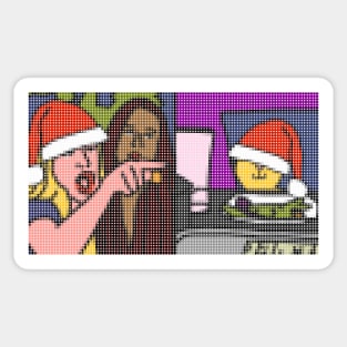 Woman Yelling At Cat Meme Dotty Christmas Santa Hat Sticker